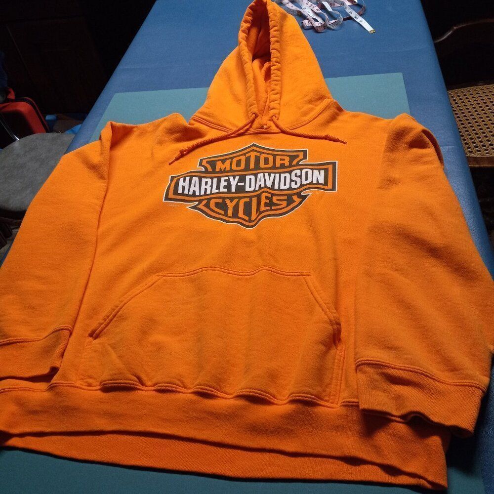 Bright Orange Harley-Davidson Daytona Lg Cotton Hoodie Motorcycles Biker Country